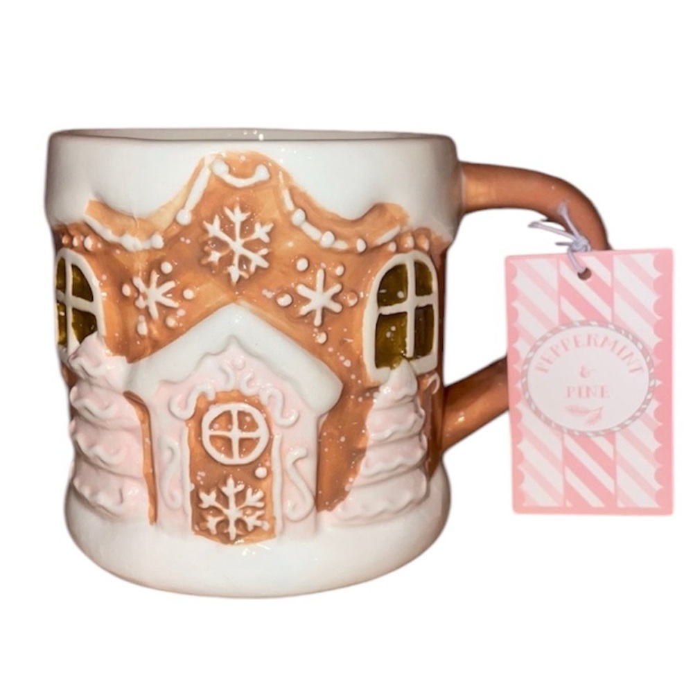 Peppermint & Pine Pastel Gingerbread House Holiday Mug